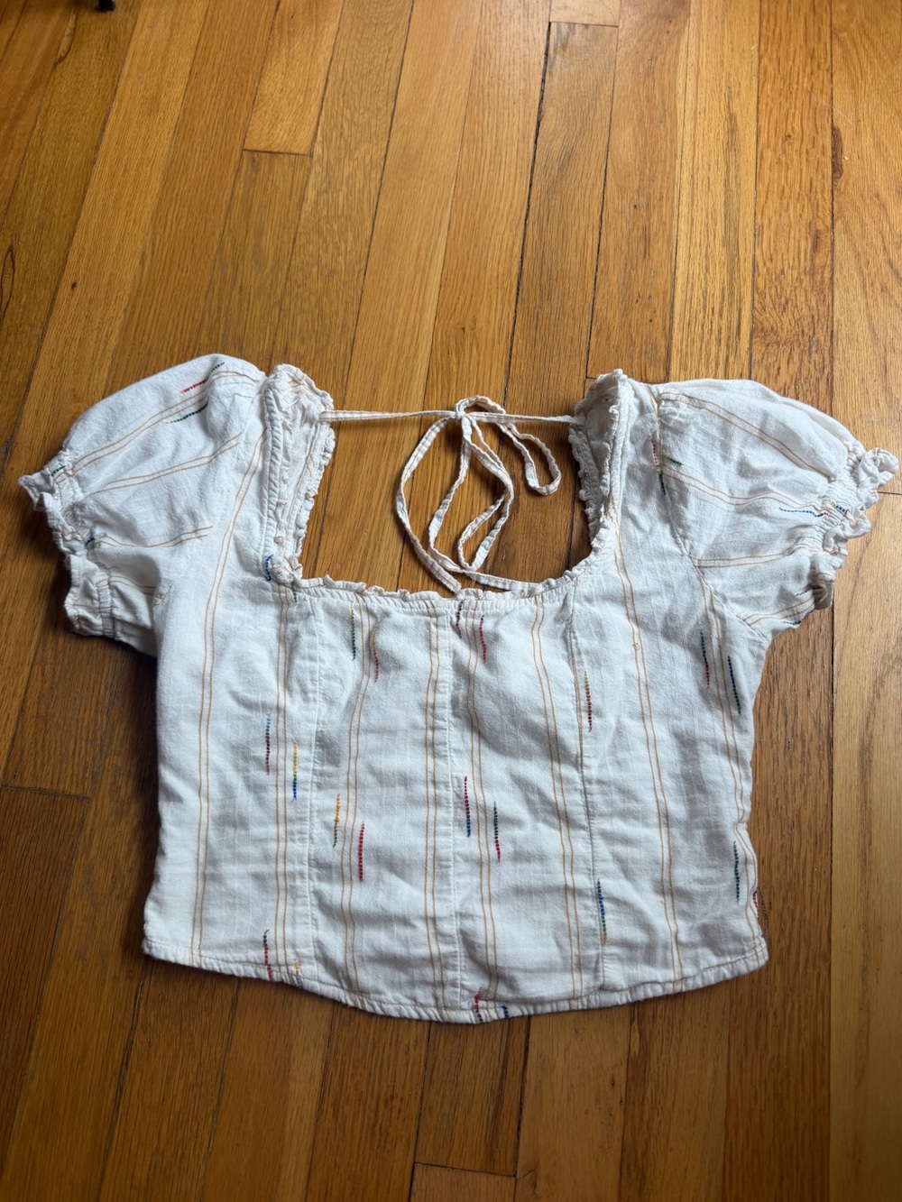 Free people white/rainbow striped crop top